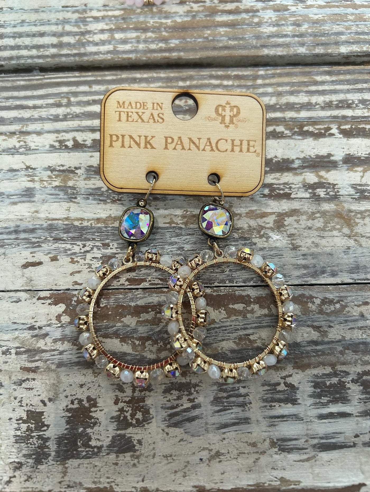 Gold ab crystal hoops