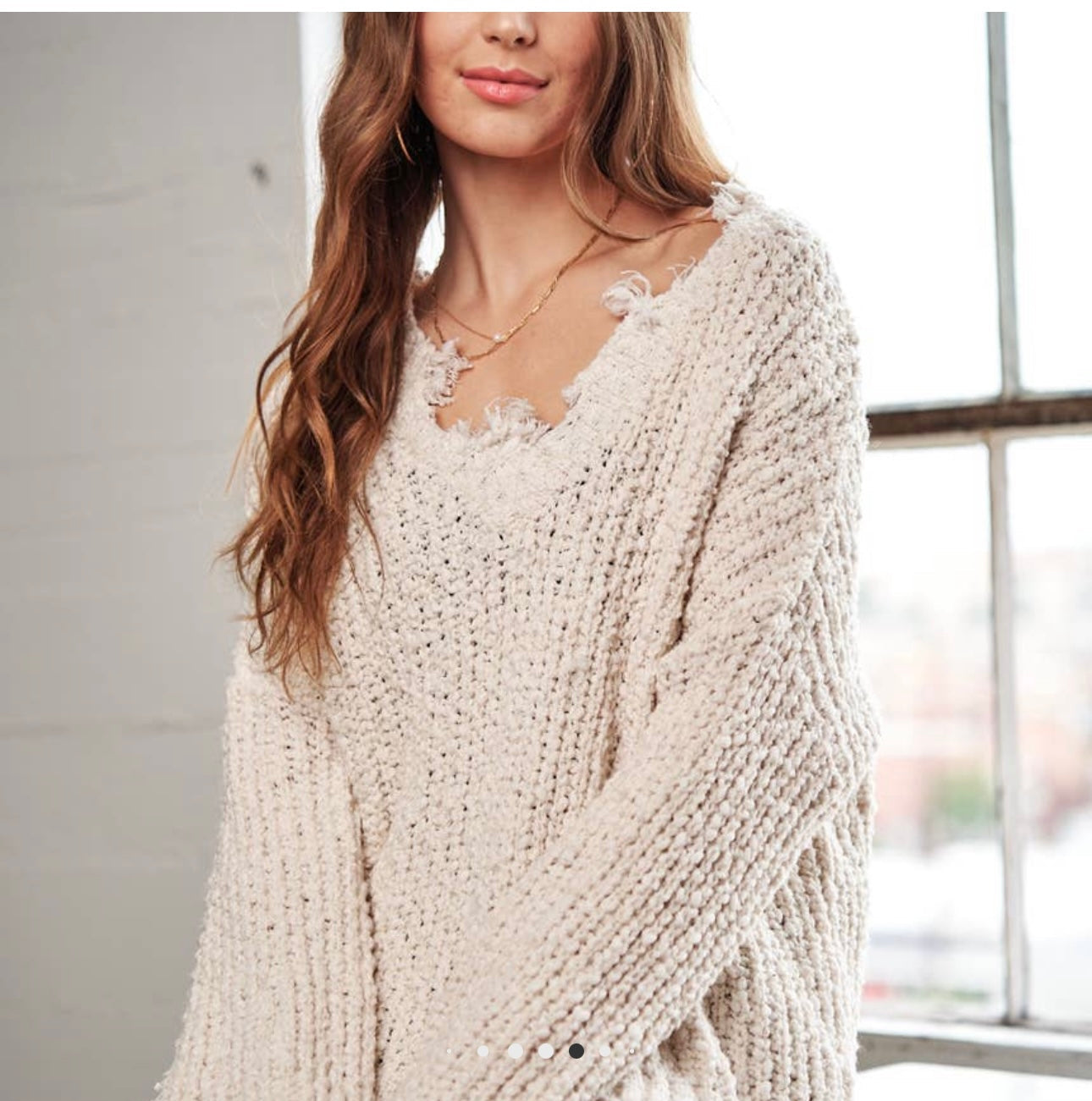 Callie Frayed Sweater in Ivory