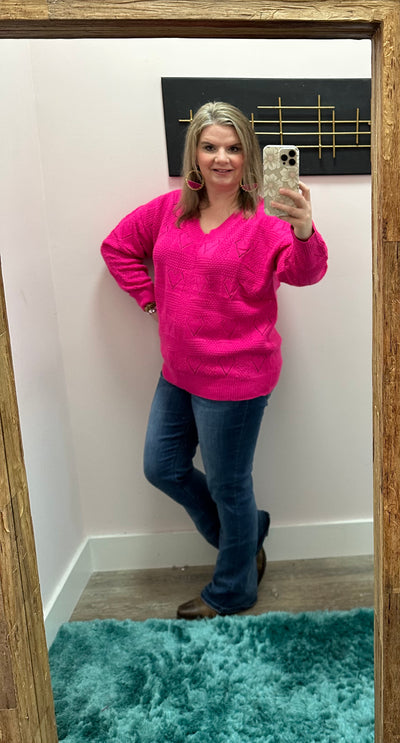 I 💗U Hot Pink lightweight sweater
